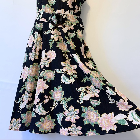 Who What Wear Linen Blend Floral Belted Dress Small - Picture 7 of 13